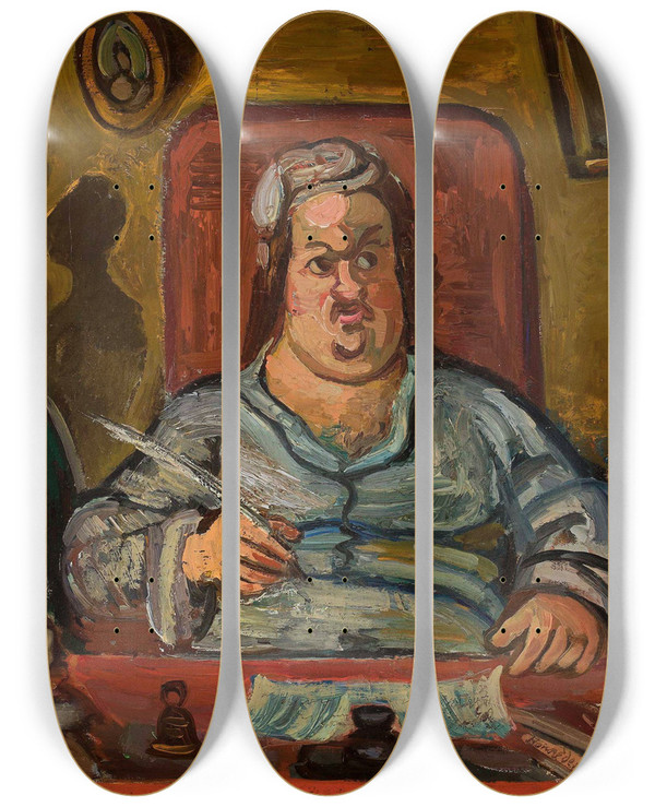 Triptych art skateboard deck of Zygmunt Waliszewski Violet Nude by Zygmunt Waliszewski (1897-1936)