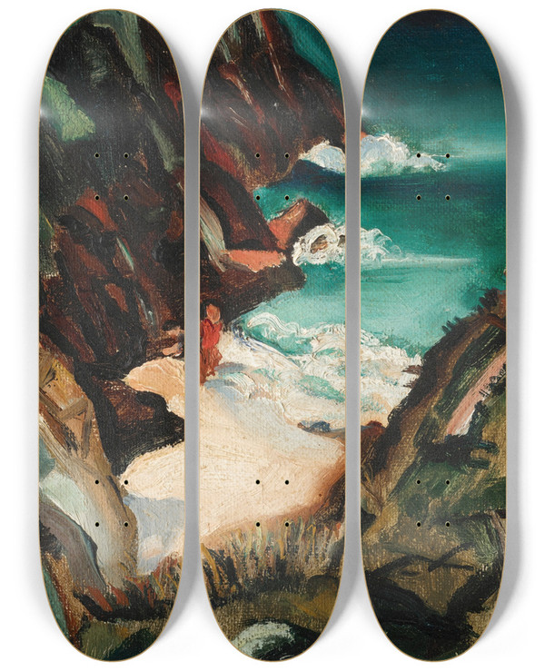 Triptych art skateboard deck of Christopher Wood Cove Cornwall by Christopher Wood (1901-1930)