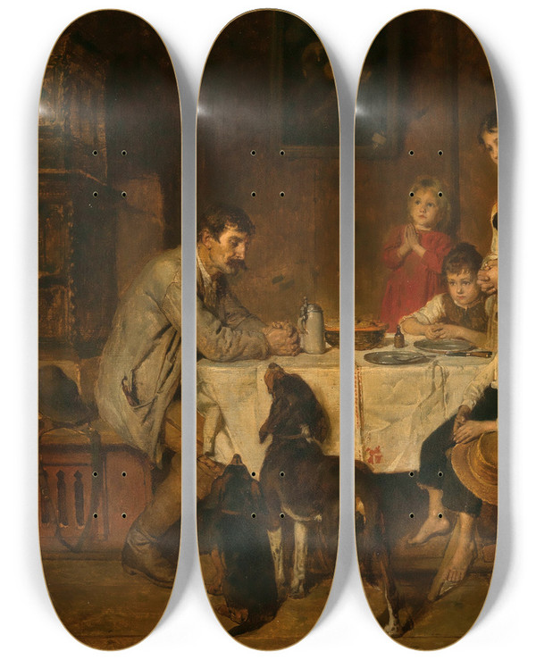Triptych art skateboard deck of Adolf Eberle The Grace_1 by Adolf Eberle (1843-1914)