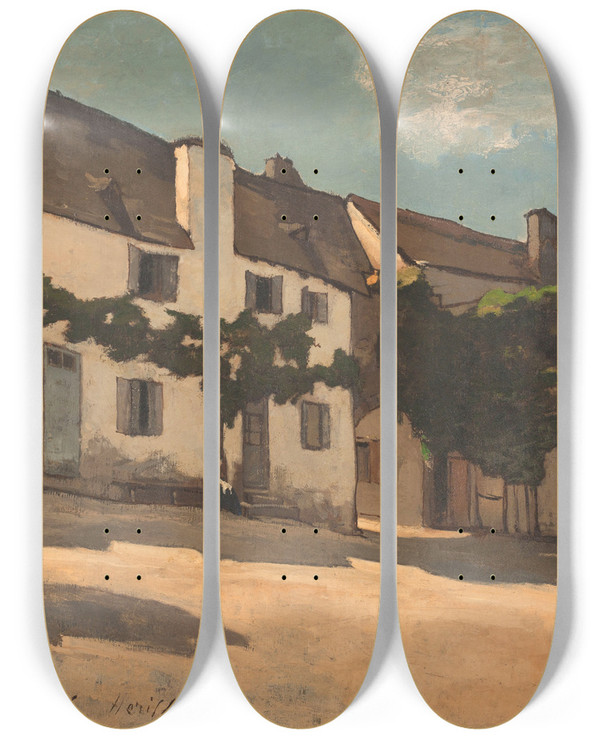 Triptych art skateboard deck of Henrijoseph Harpignies Maison Hrisson by Henri Joseph Harpignies (1819-1916)