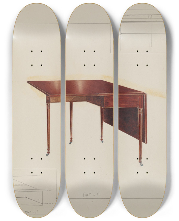Triptych art skateboard deck of Alfred Walbeck Table by Alfred Walbeck