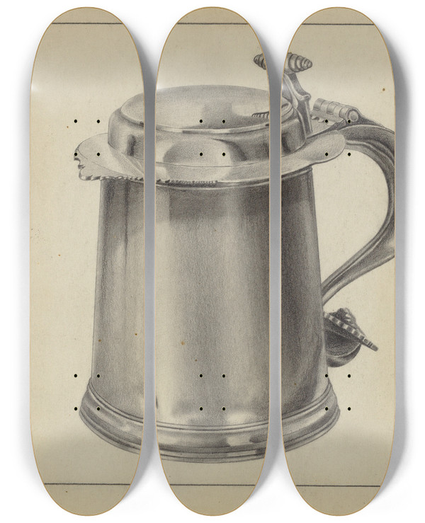 Triptych art skateboard deck of Leo Drozdoff Silver Tankard_1 by Leo Drozdoff