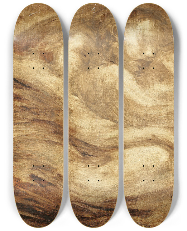Triptych art skateboard deck of Eugne Carriere Children Asleep by Eugene Carriere (1849-1906)