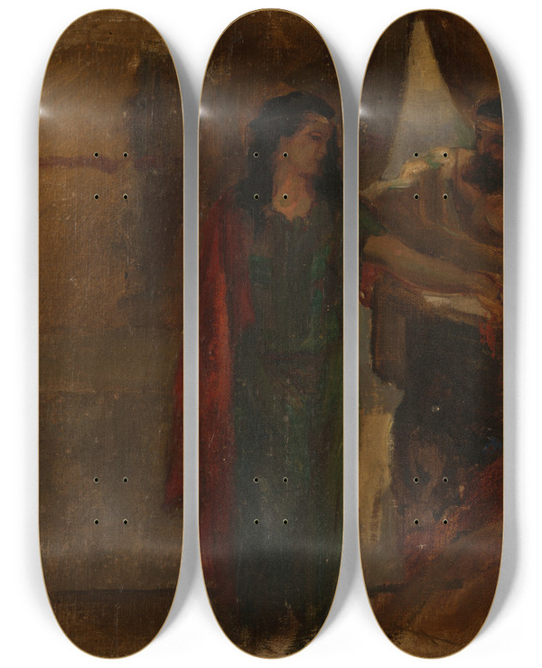 Triptych art skateboard deck of James Ensor Biblical Scene by James Ensor (1860-1949)
