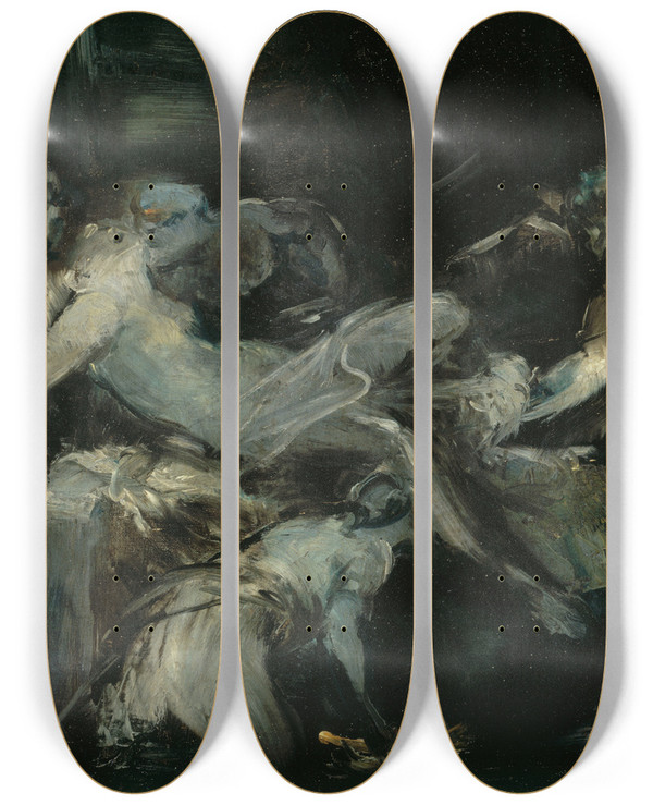 Triptych art skateboard deck of Jeanbaptiste Carpeaux Scne Daccouchement by Jean-Baptiste Carpeaux (1827-1875)