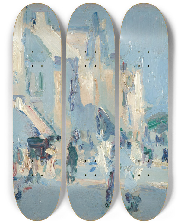 Triptych art skateboard deck of Samuel John Peploe Parisplage by Samuel John Peploe (1871-1935)