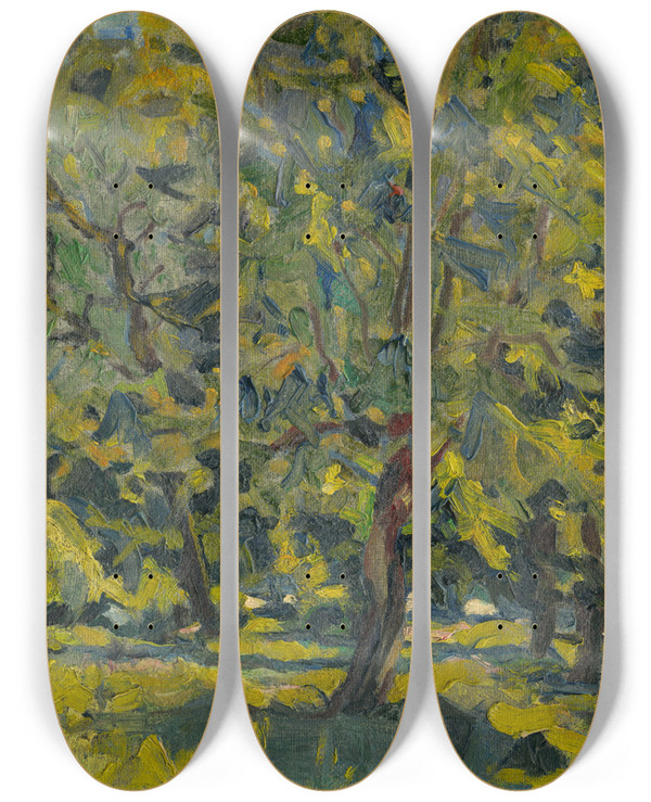 Triptych art skateboard deck of Kontantn Bauer V Parku_2 by Konstantin Bauer (1893-1928)