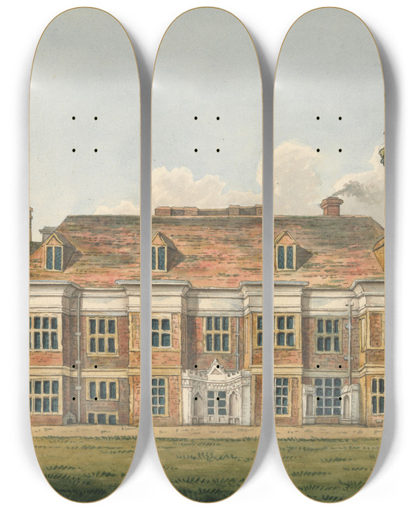Triptych art skateboard deck of Charles Tomkins Ealing House Middlesex by Charles Tomkins