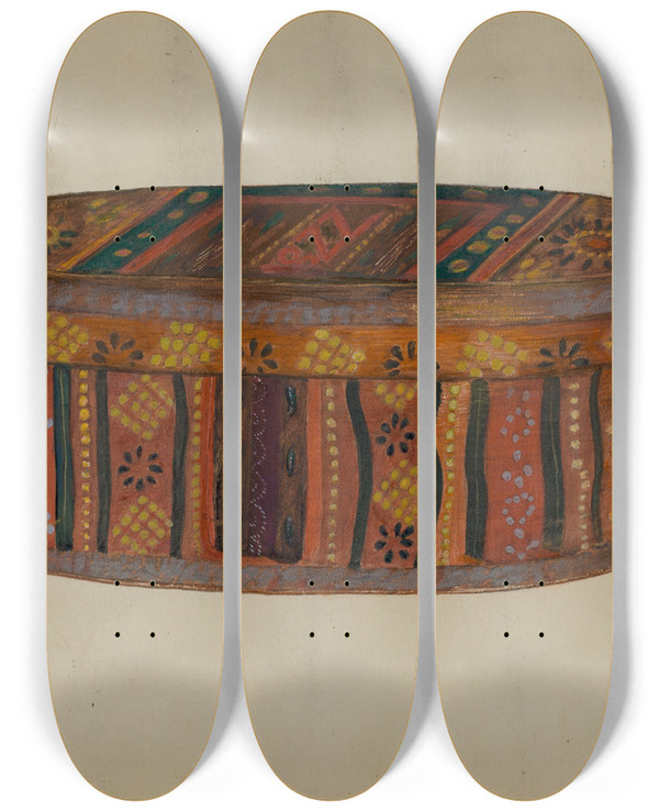 Triptych art skateboard deck of Meyer Goldbaum Pa Germans Brides Box by Meyer Goldbaum