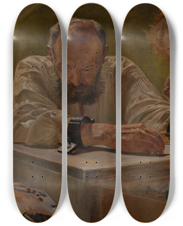 Triptych art skateboard deck of Jacek Malczewski Relaxation by Jacek Malczewski (1854-1929)