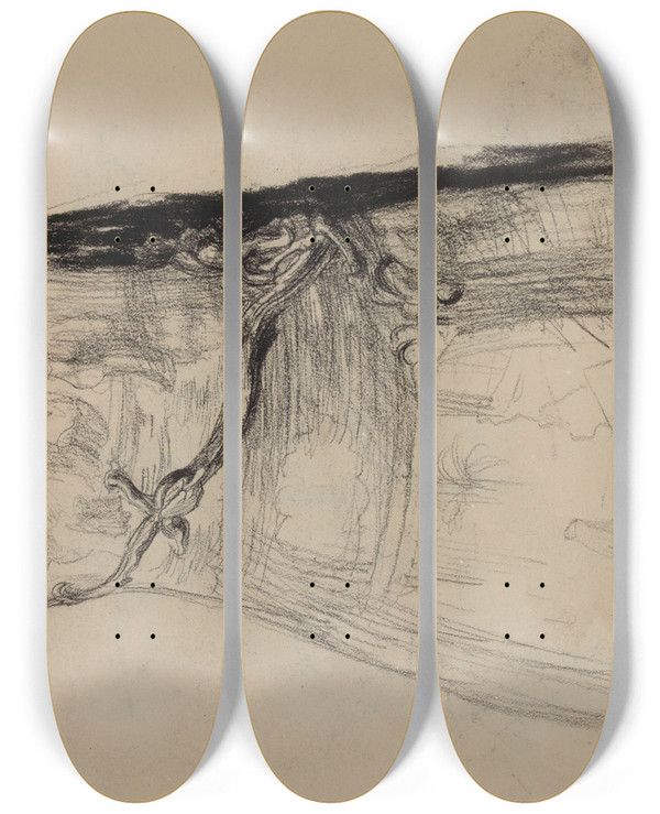 Triptych art skateboard deck of James Ensor Vase by James Ensor (1860-1949)