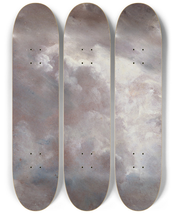 Triptych art skateboard deck of John Constable Cloud Study_7 by John Constable (1776-1837)