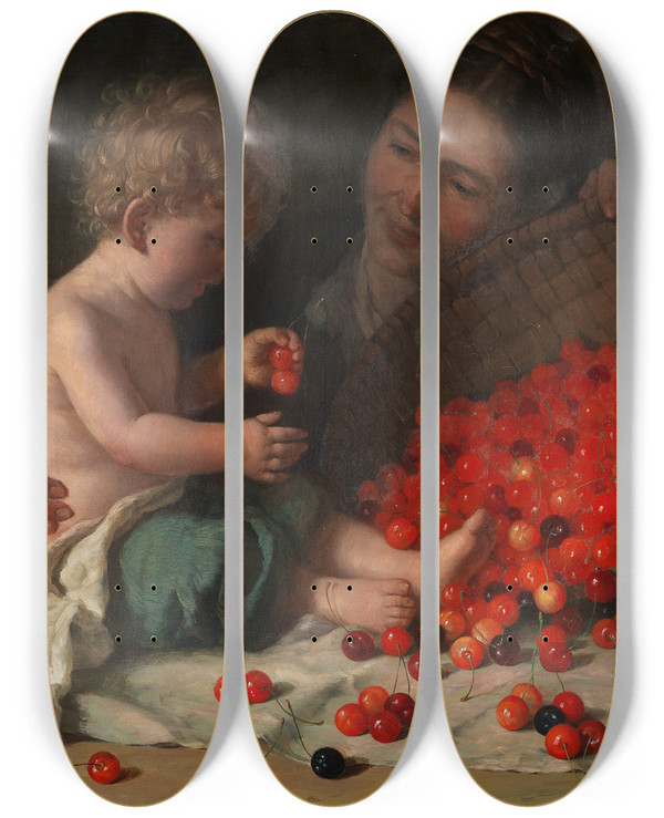 Triptych art skateboard deck of Aloys Eckardt Sommerglck by Aloys Eckardt (1845-1906)