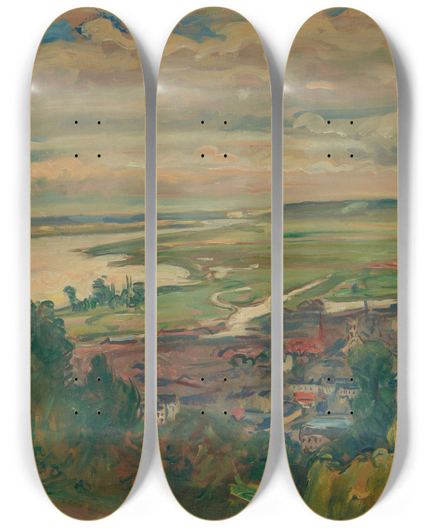 Triptych art skateboard deck of Emile Othon Friesz Lestuaire Honfleur by Emile Othon Friesz (1879-1949)