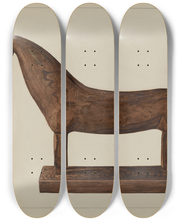 Triptych art skateboard deck of Mina Lowry Horse by Mina Lowry (1894-1942)