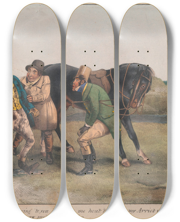 Triptych art skateboard deck of Henry Thomas Alken Sporting Satirist_5 by Henry Thomas Alken (1785-1851)