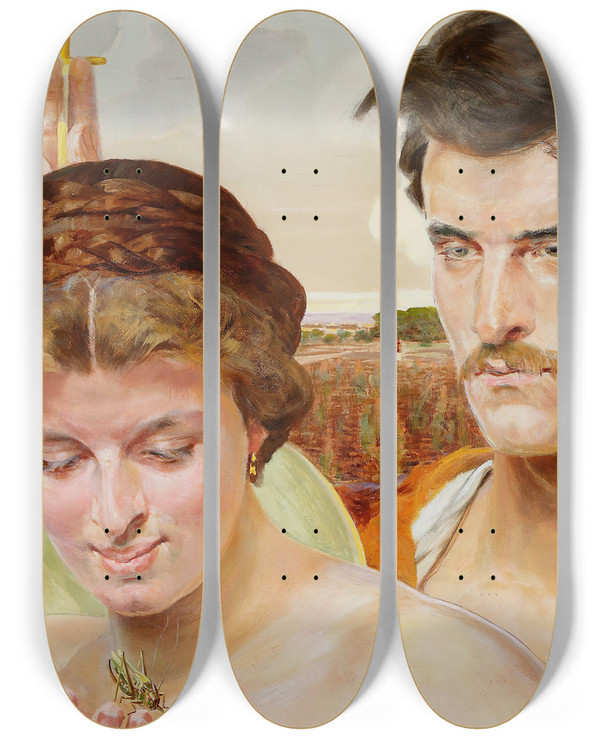 Triptych art skateboard deck of Jacek Malczewski Music Right Wing Of The Triptych by Jacek Malczewski (1854-1929)