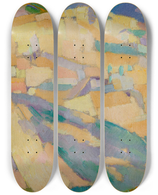Triptych art skateboard deck of Else Berg Mallorca by Else Berg (1877-1942)