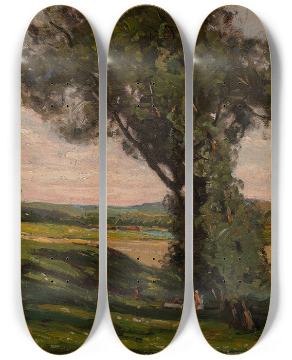 Triptych art skateboard deck of William Harper Summer Idyll by William Harper (1873-1910)