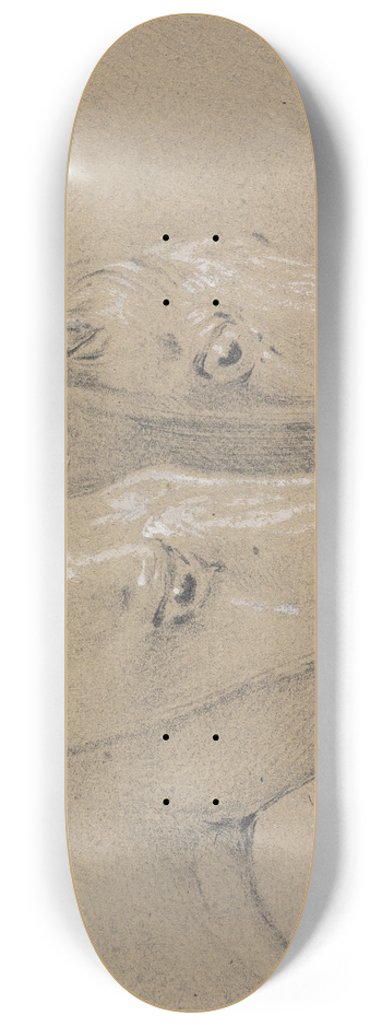 Henry Thomas Alken - Heads and Necks of Two Horses Wearing Bridles, Right Profiles 8.25 inch art skate deck