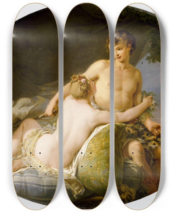 Triptych art skateboard deck of Hugues Taraval Venus And Adonis by Hugues Taraval