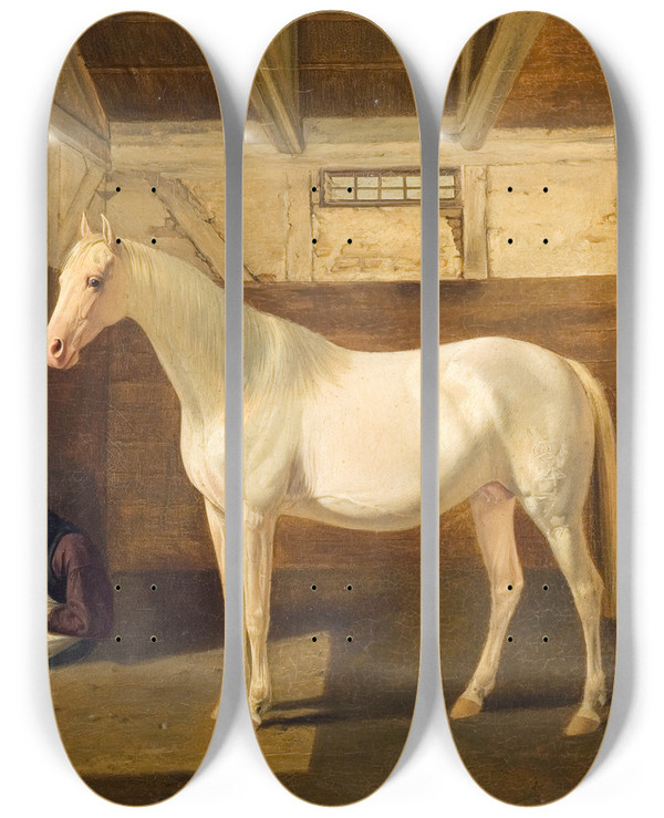 Triptych art skateboard deck of Fritz Thomsen Svanhvide by Fritz Thomsen (1819-1891)