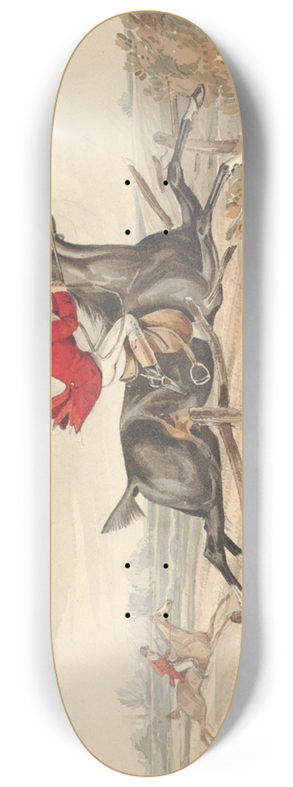 Henry Thomas Alken - Qualified Horses and Unqualified Riders; Charging an Ox Fence with Good Success 8.25 inch art skate deck