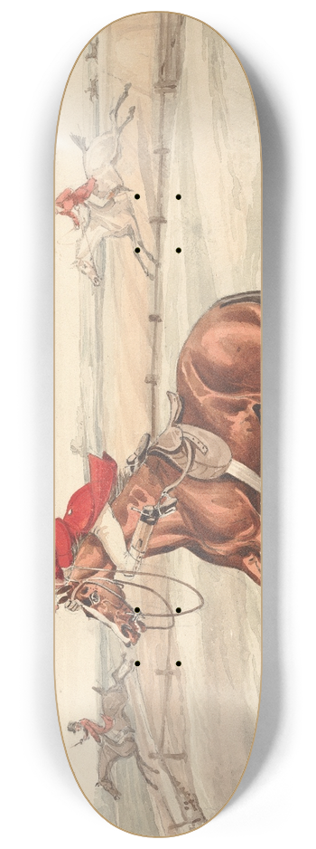 Henry Thomas Alken - Qualified Horses and Unqualified Riders; Faceing a Brook Verifying the Old Adage, Look Before You Leap 8.25 inch art skate deck
