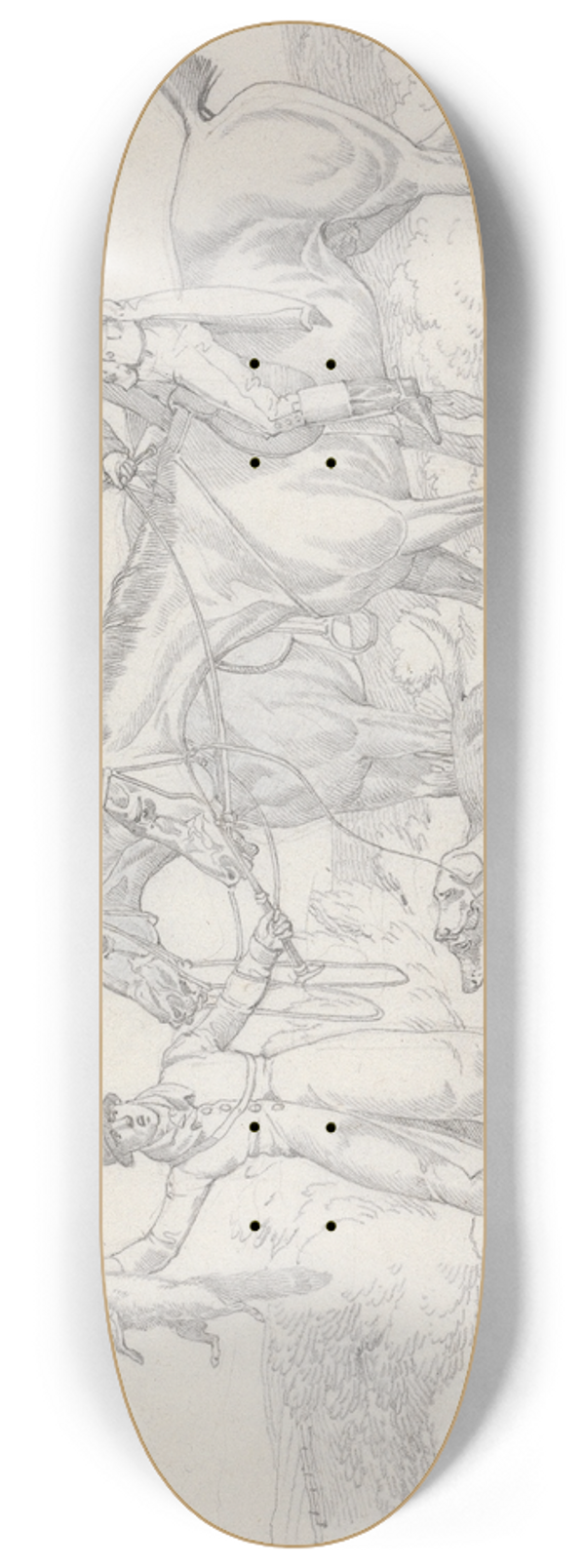 Henry Thomas Alken - Scraps, No. 26: Hunting  The Kill, Fox About to be Thrown to the Hounds 8.25 inch art skate deck