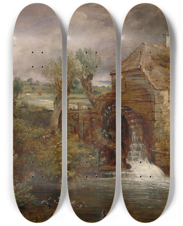 Triptych art skateboard deck of John Constable Parham Mill Gillingham by John Constable (1776-1837)