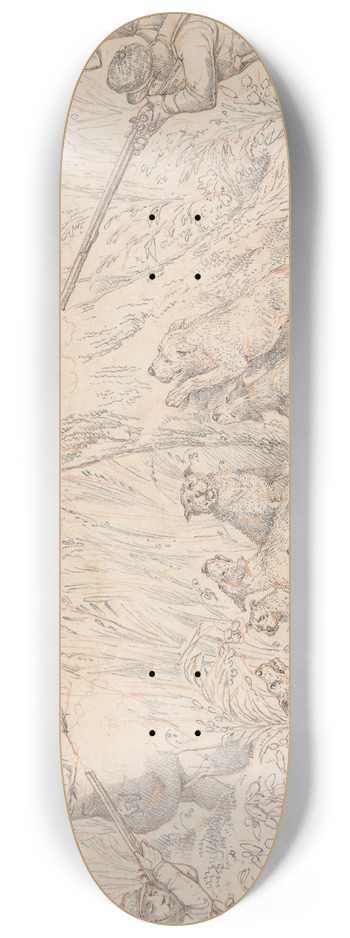 Henry Thomas Alken - Sporting Incidents: Drawing For the Soft-gound Etching of Panther Hunting 8.25 inch art skate deck