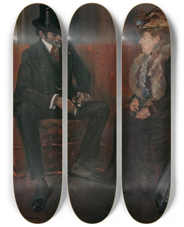 Triptych art skateboard deck of Pierre Georges Jeanniot La Prsentation by Pierre Georges Jeanniot (1848-1934)