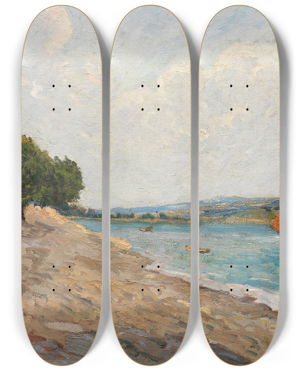 Triptych art skateboard deck of Maxime Maufra Rivire De Landerneau by Maxime Maufra (1861-1918)