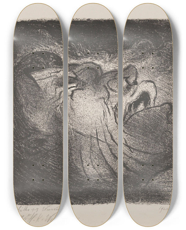 Triptych art skateboard deck of Henri Braakensiek Stervende by Henri Braakensiek (1891-1941)