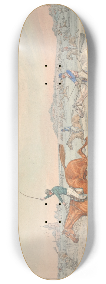 Henry Thomas Alken - Steeplechasing; Two Riders Taking a Wooden Fence 8.25 inch art skate deck