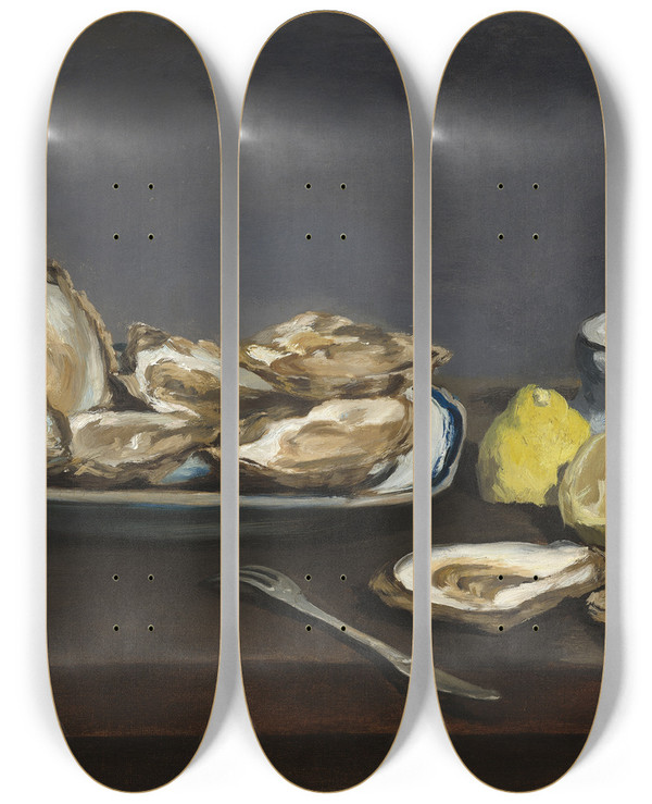 Triptych art skateboard deck of Douard Manet Oysters by douard Manet (1832-1883)