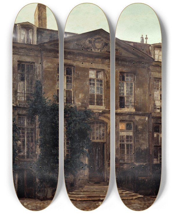 Triptych art skateboard deck of Lon Cugnet Lhtel Le Brun Rue Du Cardinallemoine by Leon Cugnet (19-)