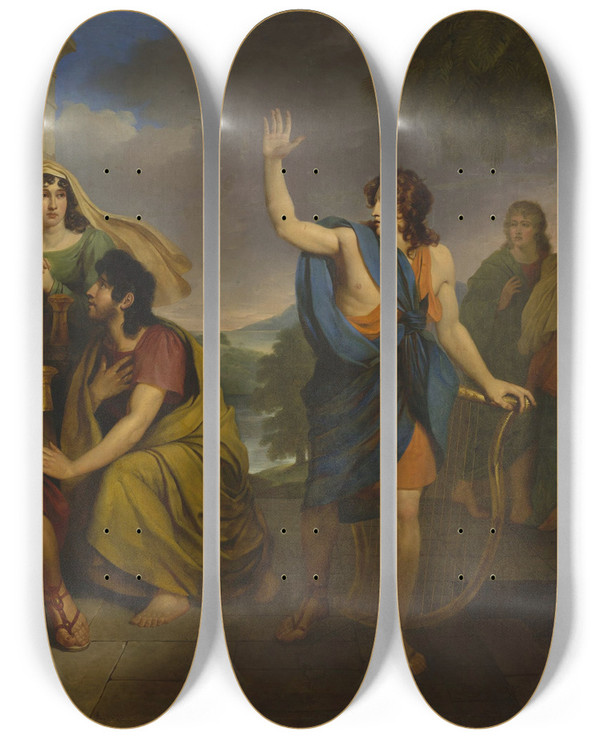 Triptych art skateboard deck of Antoni Brodowski Sauls Anger At David by Antoni Brodowski (1784-1832)