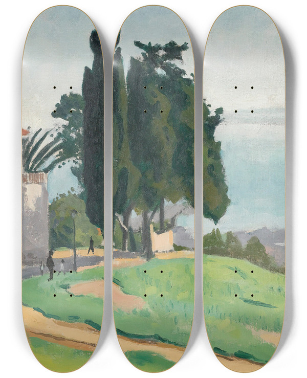 Triptych art skateboard deck of Albert Marquet Le Sentier Laperlier Alger by Albert Marquet (1875-1947)
