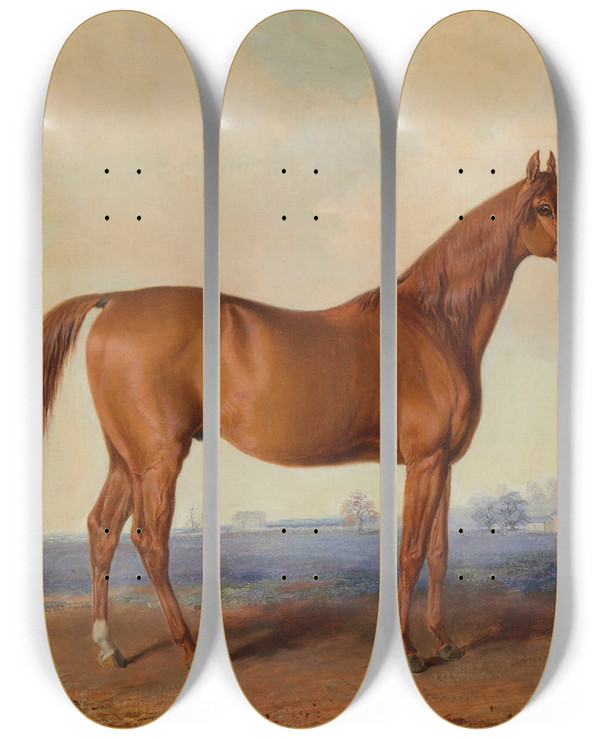 Triptych art skateboard deck of Edward Troye American Eclipse In A Landscape by Edward Troye (1808-1874)