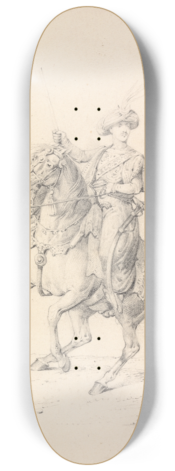 Henry Thomas Alken - Turbaned Cavalryman on a Horse 8.25 inch art skate deck