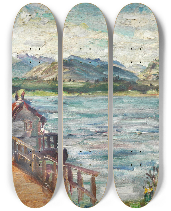 Triptych art skateboard deck of Kurt Schwitters Untitled Lake Windermere by Kurt Schwitters (1887-1948)
