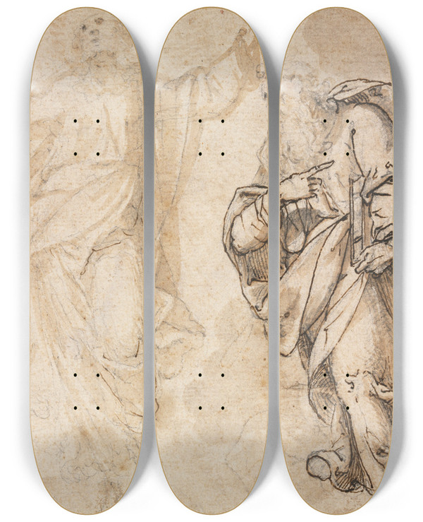 Triptych art skateboard deck of Camillo Procaccini The Transfiguration Recto by Camillo Procaccini (1546-1629)