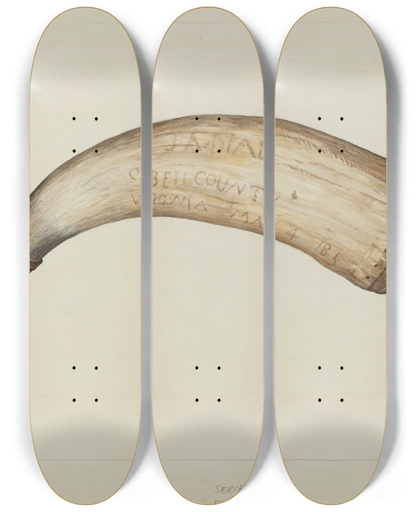 Triptych art skateboard deck of Howell Rosenbaum Powder Horn by Howell Rosenbaum
