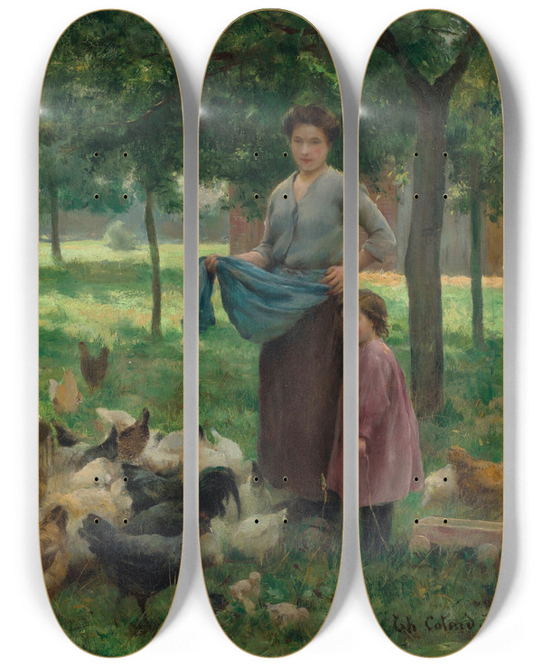 Triptych art skateboard deck of Thrsemarthefranoise Cotarddupr Sous Les Arbres by Thrse-Marthe-Franoise Cotard-Dupr (1877-1920)