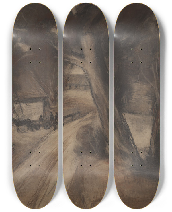 Triptych art skateboard deck of Elmar Leppik Untitled by Elmar Leppik (1904-1949)