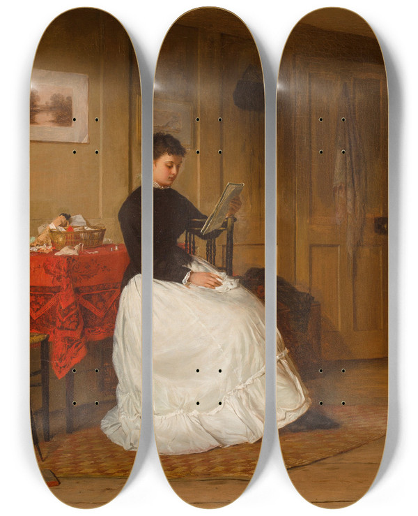 Triptych art skateboard deck of Harry Brooker The Treasured Volume by Harry Brooker (1848-1940)