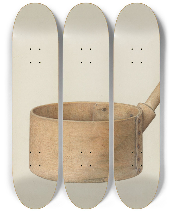 Triptych art skateboard deck of Isidore Danziger Grain Scoop by Isidore Danziger