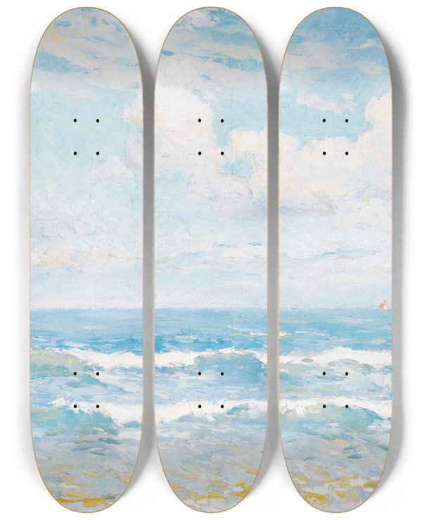 Triptych art skateboard deck of Charles Atamian Marine by Charles Atamian (1872-1947)