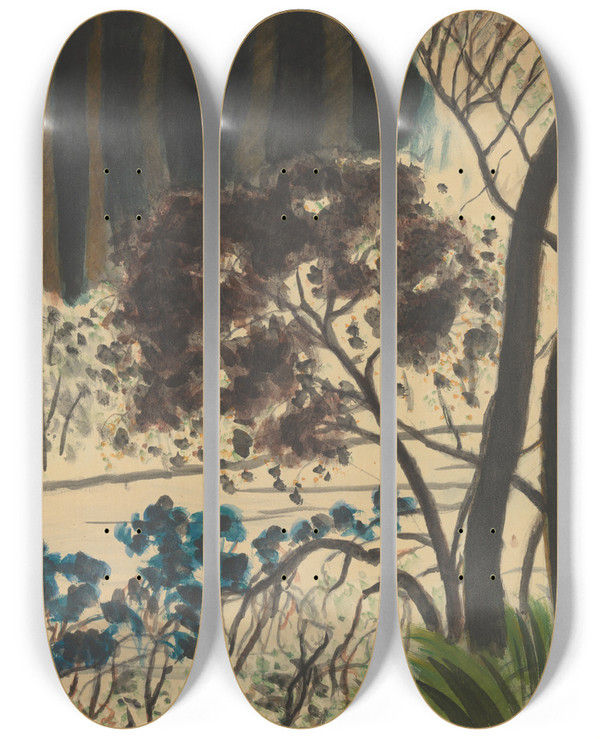 Triptych art skateboard deck of Lon Spilliaert Bosgezicht by Leon Spilliaert (1881-1946)